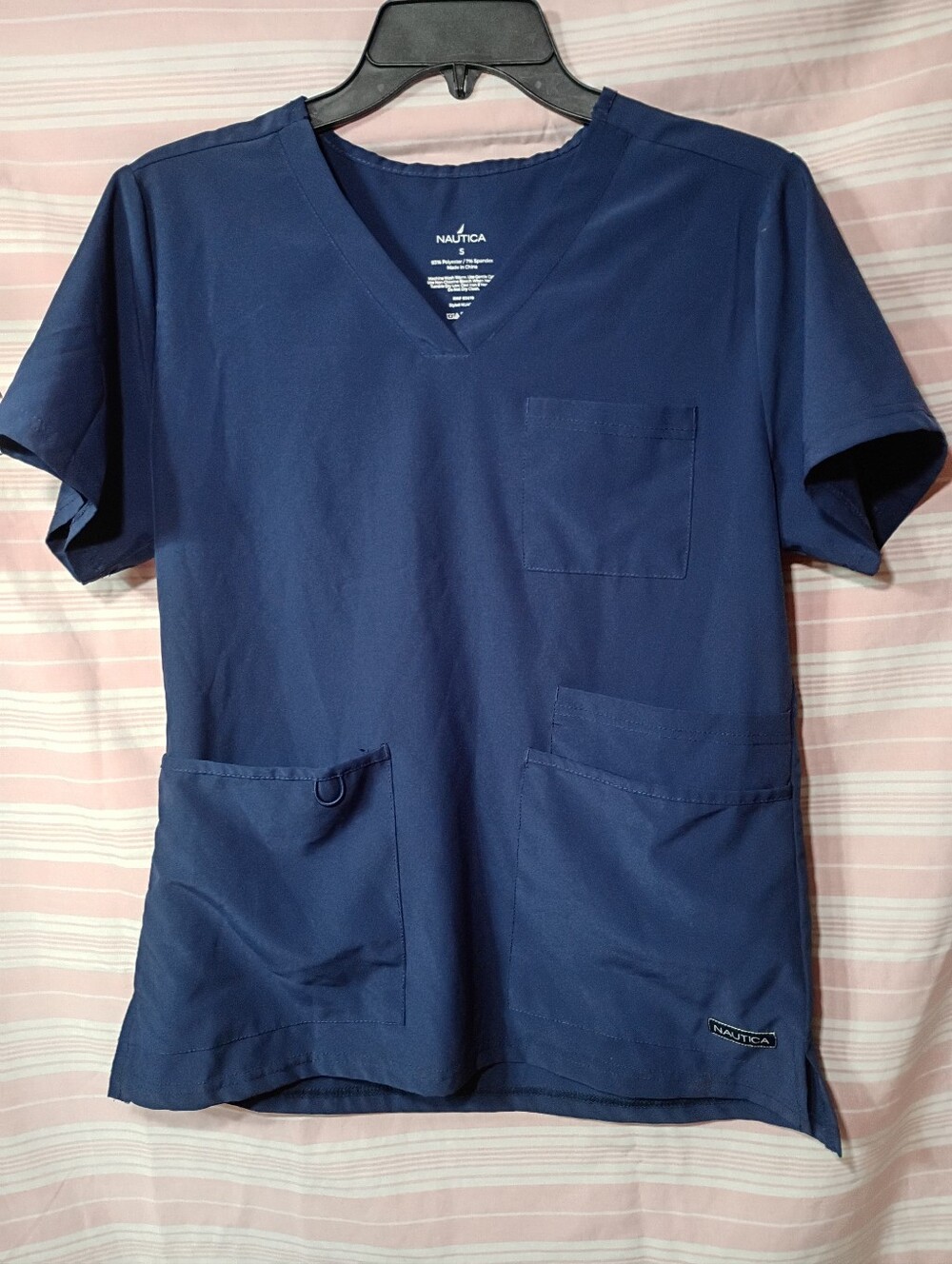 Nautica Navy V-Neck Short Sleeve Scrub Top